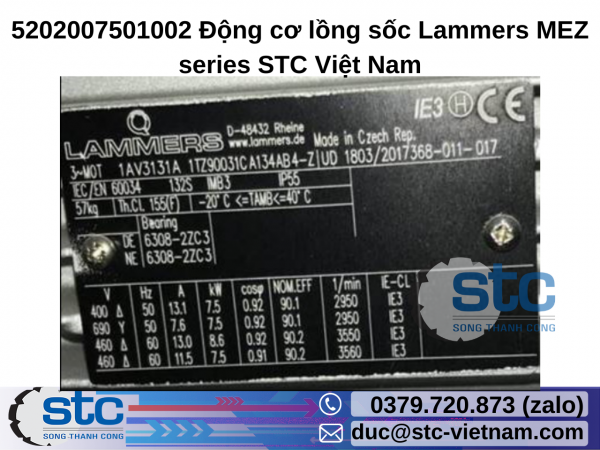 5202007501002 Động cơ lồng sốc Lammers MEZ series STC Việt Nam