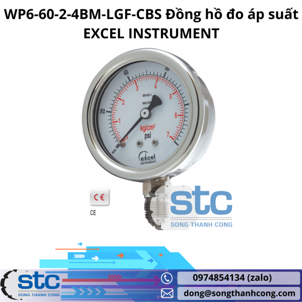 WP6-60-2-4BM-LGF-CBS Đồng hồ đo áp suất EXCEL INSTRUMENT