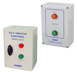Bộ điều khiển công tắc nghiêng - Model SL50  Bộ điều khiển công tắc nghiêng Saimo được cung cấp với hai phiên bản: SL28 cho kết cấu kim loại và SL29 cho kết cấu nhựa. Cả hai đều được bảo vệ theo tiêu chuẩn IP65, với đèn báo lớn nằm ở mặt trước.  Mạch trễ thời gian có thể điều chỉnh 0-10 giây trong bộ điều khiển ngăn việc nghiêng tạm thời của công tắc gây ra chuyển tiếp điểm sai hoặc sớm.  Một nút nhảy có thể lựa chọn cho phép điều kiện đầu ra bình thường đối với vị trí thẳng đứng hoặc nghiêng của đầu dò.  Có sẵn hai tiếp điểm đầu ra thường mở và hai thường đóng để kết nối với các báo động và/hoặc điều khiển bên ngoài. bộ điều khiển công tắc nghiêng Thông số kỹ thuật Nguồn điện :110 hoặc 220 VAC ± 10%，47 － 62 Hz，10W Đầu ra : 1 tiếp điểm DPDT, định mức 5Amp/220VAC hoặc 5 Ampe/28VDC, tải không cảm ứng Thời gian trễ : 0-10 giây có thể điều chỉnh Jumper : Cho phép chọn vị trí thẳng đứng hoặc nghiêng như trạng thái bình thường Bao vây : Vỏ bọc ngoài trời ABS